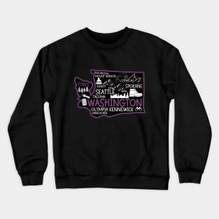 Washington Forks cute map Tacoma Spokane Crewneck Sweatshirt